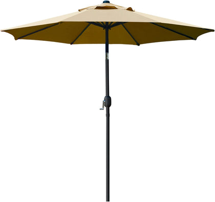 9' Patio Umbrella Outdoor Table Umbrella with 8 Sturdy Ribs (Tan)
