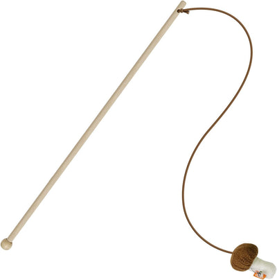 Cat Wand Toy for Indoor Cats, Wood Cat Stick Toy with Mushroom Catnip Toy,Interactive Cat Toy.