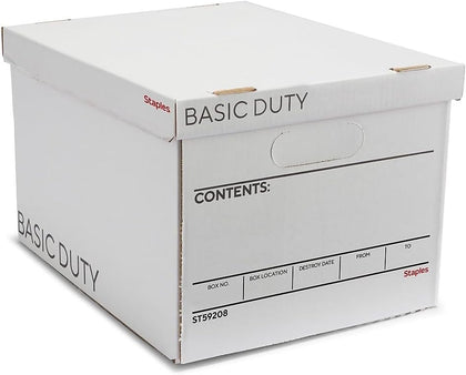 Corrugated File Box Lift Off Lid, Letter/Legal Size, White/Black, 10/Pack