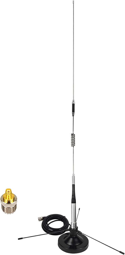 Dual Band VHF UHF Mobile Antenna 136-174MHz 400-470MHz (70cm & 2 Meter) Magnetic Mount Antenna with Ground Planes