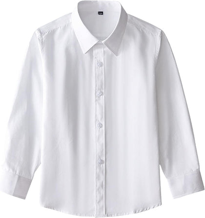 Teen Girls Boys Classic Dress Shirt Long Sleeve Button Down School Uniform Formal Oxford Shirt Kids Soild Collared Top
