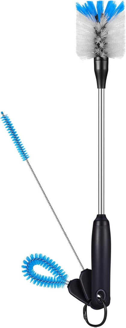 3-in-1 Stainless Steel Bottle Brush and Straw Cleaning Set, Long Handle Scrub Brush with Replaceable Head for Water
