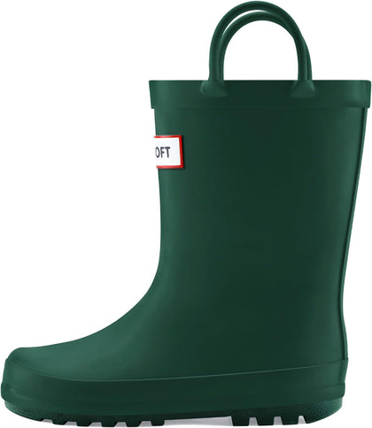 Kid Rain Boots Toddler Rubber Waterproof Boot Boy Girl with Handle | Pull on, Slip Resistant