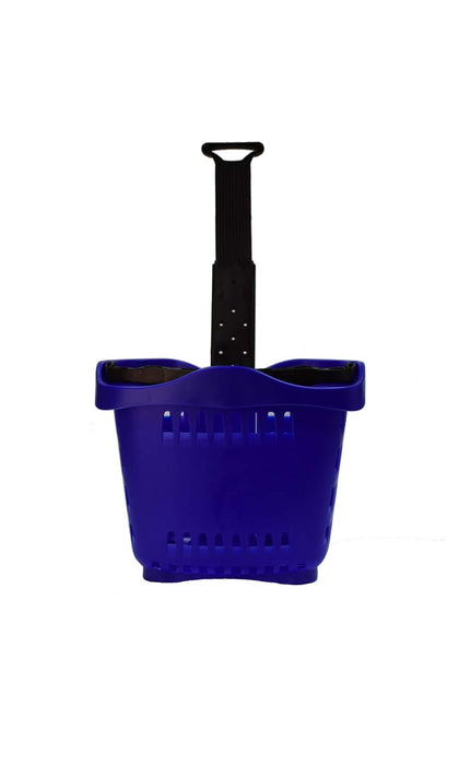 Rolling Blue Shopping Baskets - Set of 10 - Set of 10 Durable Blue Shopping Baskets with Wheels - Convenient Grocery