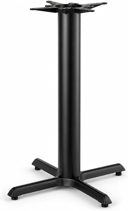 Cast Iron Bar Height Table Base, Black, 30 x 30 Inch Cross Style Base with 4.5 Inch Column, Self-Leveling Feet for