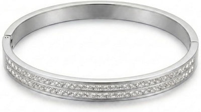 Gold Silver Rhinestone Bangle Bracelets for Women, Adjustable Layered Cuff Bracelet Summer Holiday Jewelry Gift