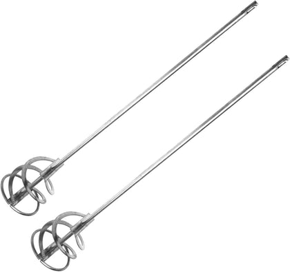 2x Silver SDS Spiral Mixing Paddle Paint and Mud Mixer Mixer Whisk for Drill in 1 to 5 gallon buckets Fits all