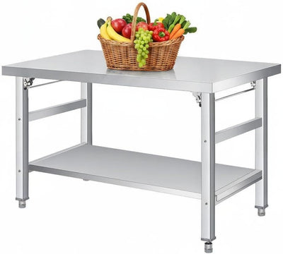 36x24 NSF Stainless Steel Folding Prep Table w/Undershelf