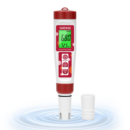 pH Meter for Water, 4 in 1 EC PPM Temp pH Tester for Hydroponic | TDS Water Tester for Drinking Water, Digital pH