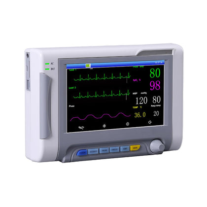 Veterinary Vital Signs Monitor 7 Inch Portable 6 Parameter Monitor ECG/NIBP/PR/SPO2/RESP/TEMP Animal Monitor