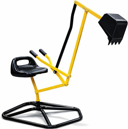 Crane Digger Toy, Ride On w Safer Stabilizing Base- Kid Outdoor Excavator | Play in Backyard- 100lb Capacity- Swing &