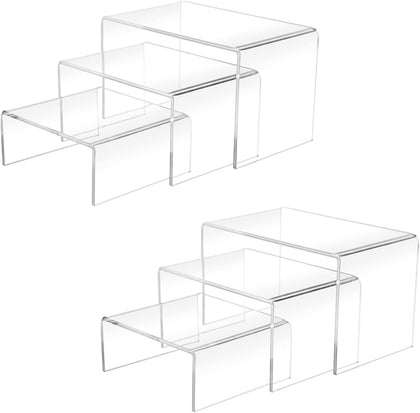 2 Sets Acrylic Display Risers(3",4",5") Clear Product Stand,Cupcakes Holder Dessert Transparent Showcase Stands