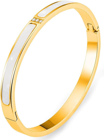 Stainless Steel Crystal Cubic Zirconia Bracelet 18K Gold Plated Women Bracelet Titanium Steel Bangle