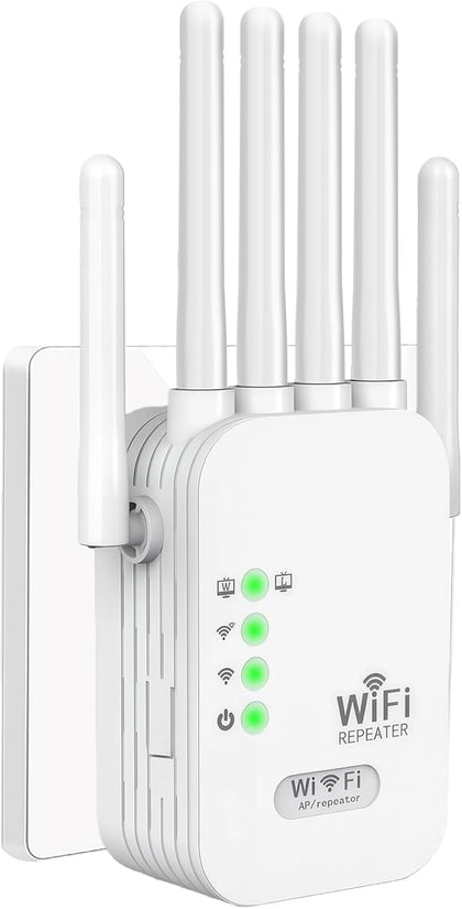 WiFi Repeater, WiFi Extender Signal Booster for Home, 9800 Sq Ft Coverage, Repeater/AP Mode, 6 Antennas, Ethernet