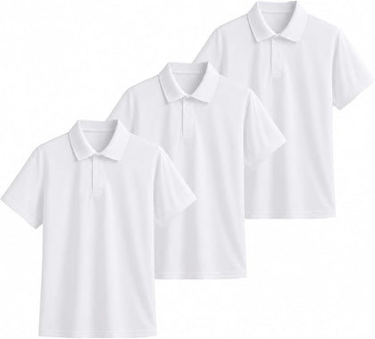 3-Pack Quick Dry Boys Polo Shirts Mesh Active Boys Uniform Shirts Age 5-16Y | Athletic Youth Polo Shirts for