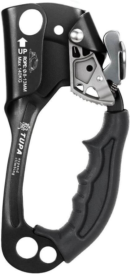 Climbing Hand Ascender 8-13mm Vertical Rope Access with Ergonomic Rubber Handle CE Certified Strong Rappelling Gear