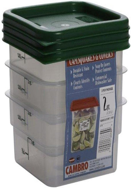 Set of 3 Square Food Storage Containers with Lids, 2 Quart