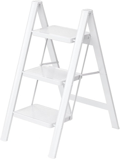 3 Step Ladder,Folding Step Stool with Wide Anti-Slip Pedal,330lbs Load Capacity,Lightweight and Portable for Kitchen