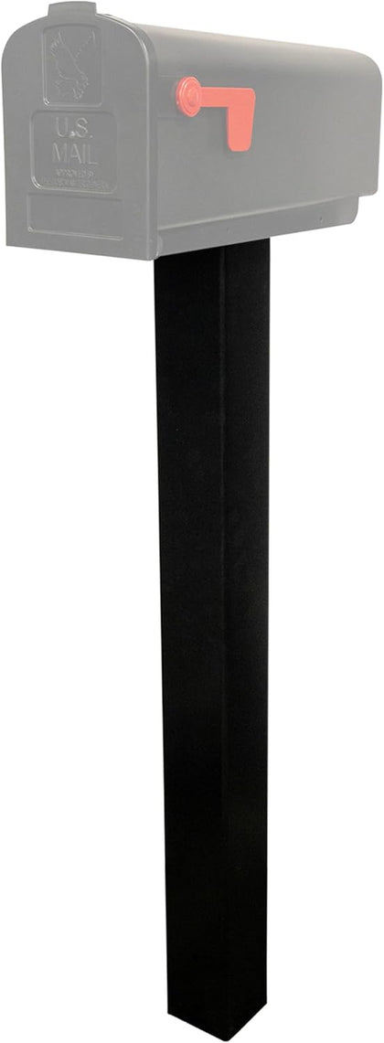 Mailbox Post and Mount | Galvanized Powder-Coated Steel Post and Universal Mounting Plate for Mailbox | Black