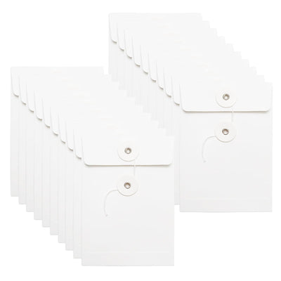20 Pcs 5.51"×3.94"(L×W) Mini White Kraft Envelopes with Button and String Closure, Tie Closure Folder Envelopes for