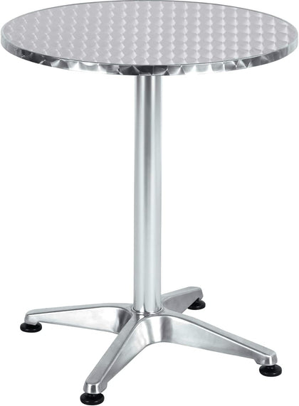 Indoor Outdoor 23.75" Round Restaurant Table for Patio Stainless Steel Silver Aluminum Furniture with Base