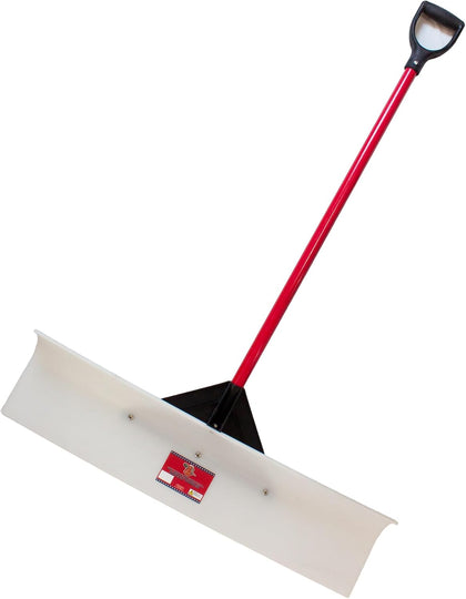Heavy Duty Snow Pusher - High Molecular Weight Snow Plow with Fiberglass D-Grip Handle, Large Shovel Pusher for