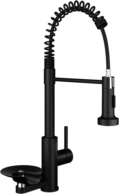 Kitchen Sink Pull Down Faucet with Cup Washer Single Handle Commercial Industrial Pull Out Spring Faucets with Glass