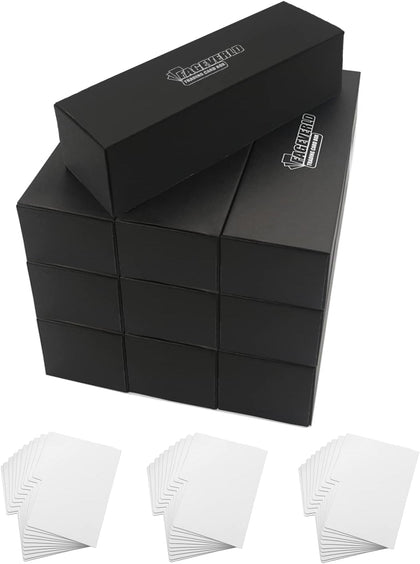 Trading Card Storage Box with Dividers, 10 Count Cardboard Collector Boxes for Sports Baseball Mtg, Black