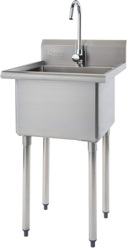 Basics 21.5" NSF Freestanding Stainless Steel Utility Sink w/Faucet