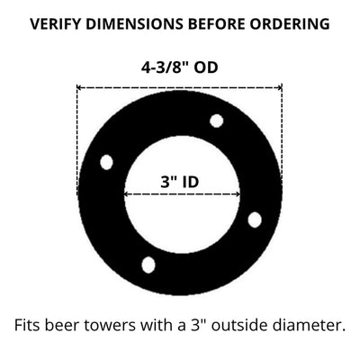 3" Kegerator Tower Gasket, Rubber Replacement Base Seal for Beer Towers
