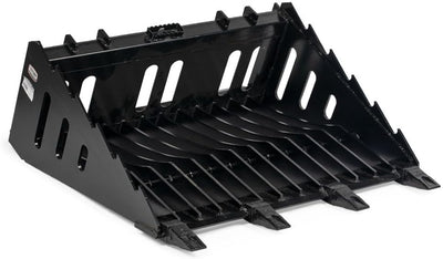 Fine-Grade Skeleton Rock Bucket with Bolt-On Teeth, Skid Steer Quick Tach Mounting System, 3" Spaced Tines