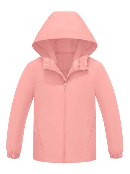 Kids Waterproof Rain Jacket Lightweight Raincoat(Pink,10-12years)