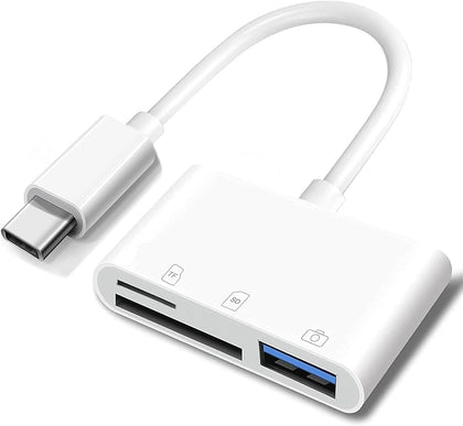 Apple USB-C to SD Memory Card Reader, 3 in 1 USB-C Memory Trail Camera Card Adapter with SD/TF & USB Port for iPhone
