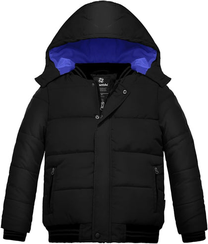 Boys' Winter Coat Waterproof Puffer Jacket with Removable Hood | 5000mm Waterproof,Windproof,Fleece-Lined,Machine