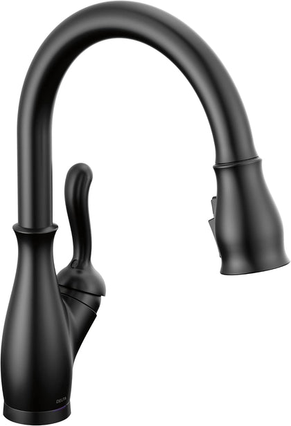 Leland Matte Black Touch Kitchen Faucet with Pull Down Sprayer, Traditional Single Hole Touch On Kitchen Sink Faucet