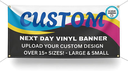 Custom Vinyl Banner - Vinyl Printed Personalized Banner Indoor & Outdoor Use for Display, Business, Events, Trade