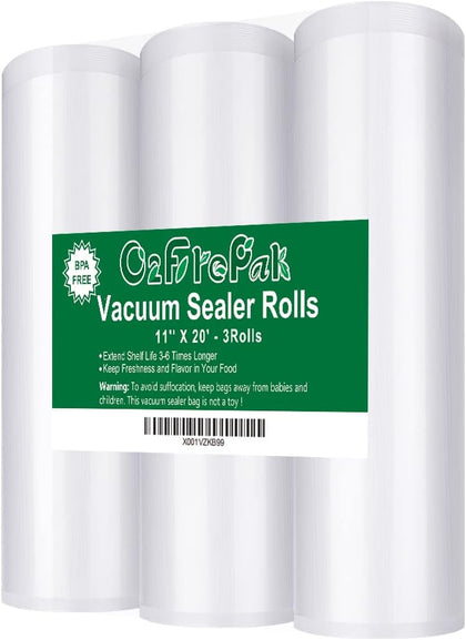 3Pack Vacuum Sealer Bags Rolls 11"x20' for Food Storage