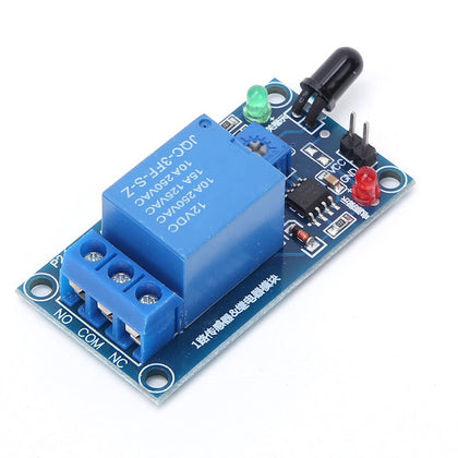 IR Flame Sensor, Flame Sensing Relay Module 12VDC 760~1100nm, Detect Light Source with 60 Degree Detection Angle, Adjustable Sensitivity, Easy Wiring with Terminal Block, for