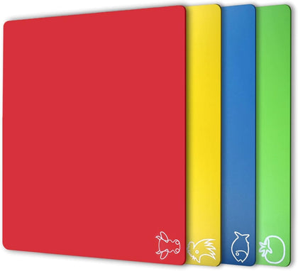 Flexible Plastic Cutting Boards for Kitchen, Upgrade Nonslip Cutting Board Set of 4, BPA-Free, Dishwasher Safe