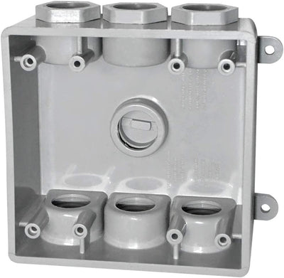 Two Gang Electrical Box, Suitable 1/2-Inch or 3/4-Inch Electrical Conduit Weatherproof Outdoor Switch Outlet Box, UL