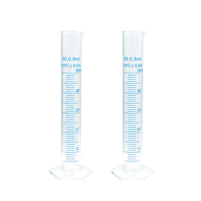 Geesatis 2 Pcs Plastic Graduated Measuring Cylinder 50ml, Lab Supplies