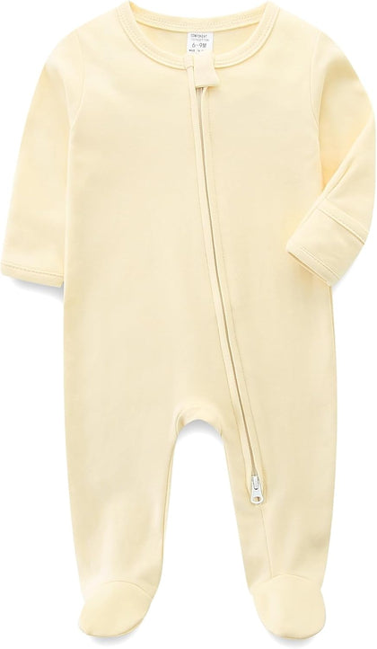 Baby Newborn Sleepers 100% Cotton Footie Pajamas Neutral