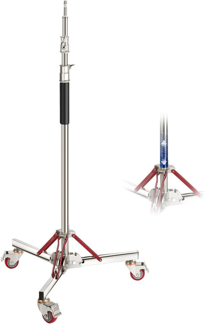 Basics 4.3-10ft Photography Light Stand with Casters, SC305B | 100% Stainless Steel, Heavy Duty Tripod Stand