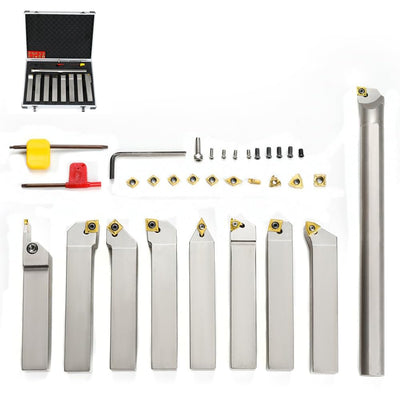 OSCARBIDE 9-Piece 1" Shank Indexable Lathe Tool & Boring Bar Set