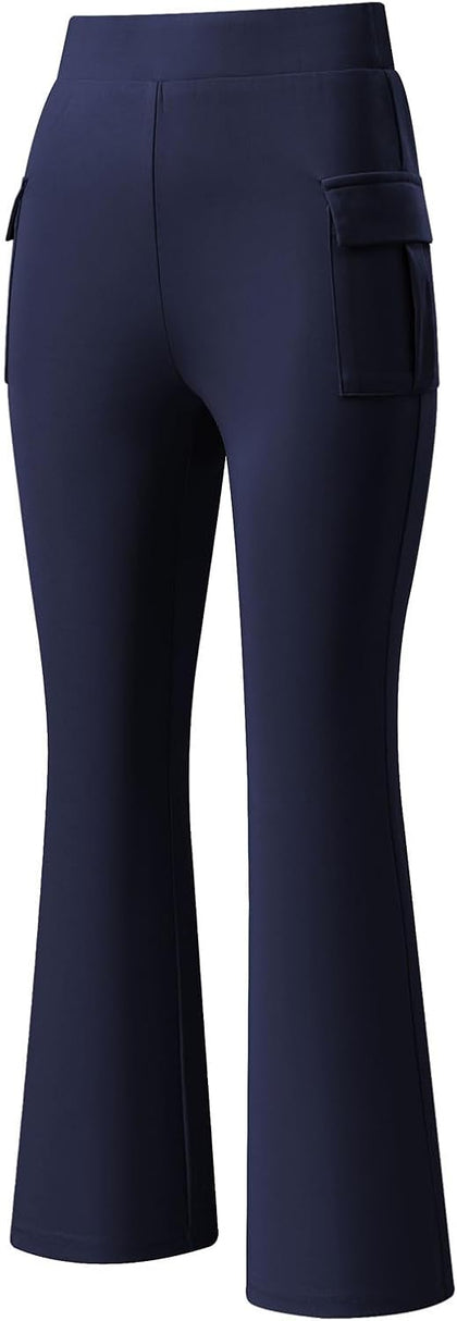 Girls Cargo Flare Pants Kids School Bell Bottoms Size 6-15 Years | High Elastic Waisted, Flare Leg, Cargo Pockets