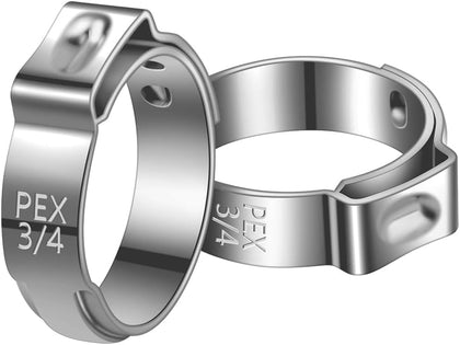 50 PCS 3/4 Inch PEX Cinch Clamp Rings, 304 Stainless Steel Single Ear Hose Clamps for Plumbing and Pipe Fitting Connections, PEX tubing Pipe Fitting by RTHIEAI