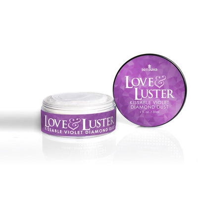 Love & Luster Kissable Diamond Dust | Comes with Puffer 2 oz Jar Candy Scent & Flavored Highlighter, Mica Powder