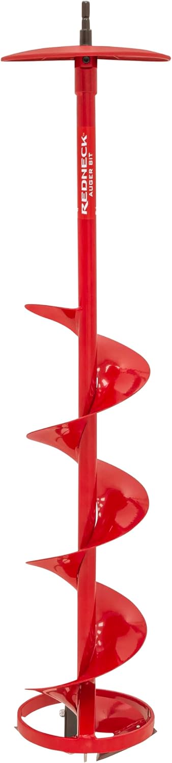 Redneck Bit, Drill-Adaptive Ice Fishing Auger, 8-inch, Centering Point, Red, 45601