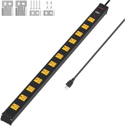 12-Outlet Long Power Strip, Heavy Duty Metal Power Strip, ETL Listed | 1800J Surge Protector,15A Circuit Breaker