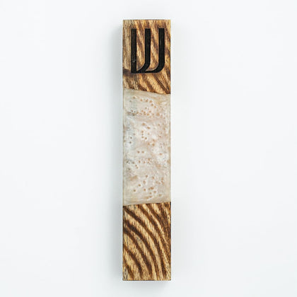 Wood Resin Mezuzah with Hebrew Shin Symbol – Handcrafted Doorpost Decoration for Indoor & Outdoor Use – Gift for